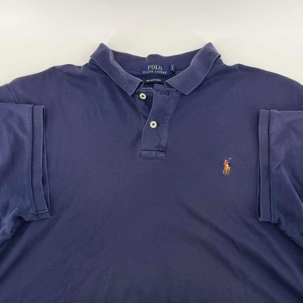 Polo Ralph Lauren Pima Soft Touch Polo Shirt Classic Fit XL Navy Blue Preppy